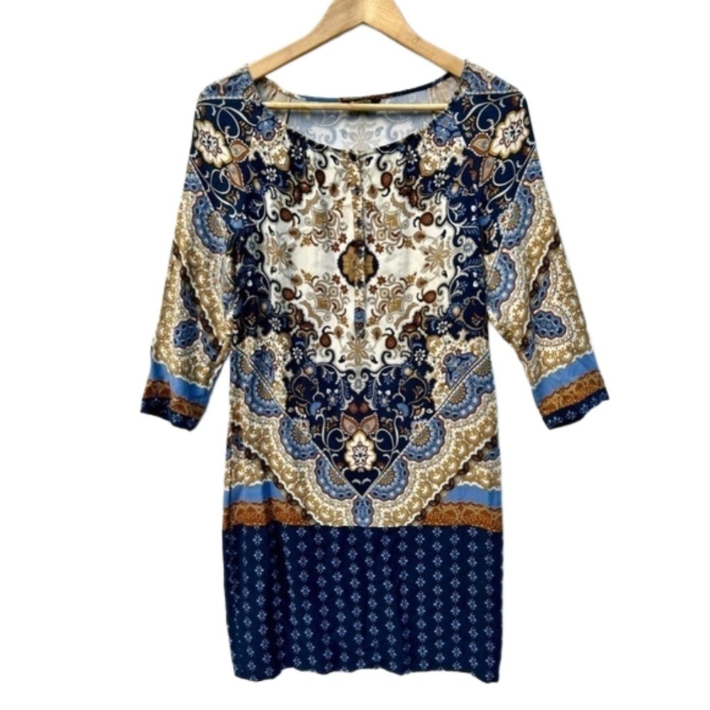 Massimo Dutti  print pattern classic navy dress size 4